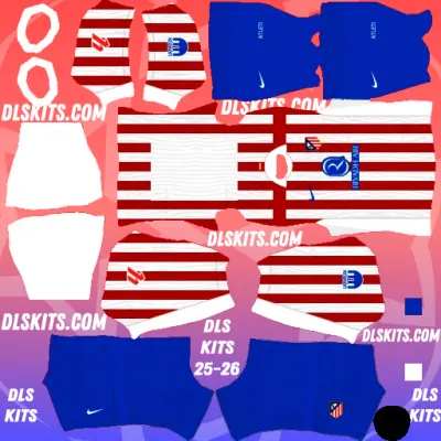 Atletico de Madrid 2025-26 Dream League Soccer Kits For DLS 26 Atletico de Madrid Home 2025-26 Dream League Soccer Kits For DLS 25