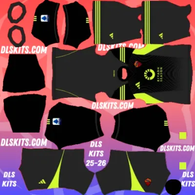 Goalkeeper Home AS Roma Kit 2025-26 Dream League Soccer Kits URL