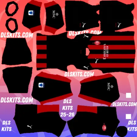 Home AC Milan 2025-26 Dream League Soccer Kits Serie A