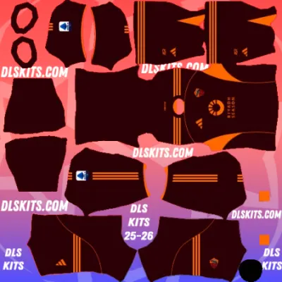 Home AS Roma Kit 2025-26 Dream League Soccer Kits DLS