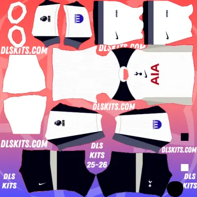 Home Tottenham 2025-26 Premier League Dream League Soccer Kits for DLS 25