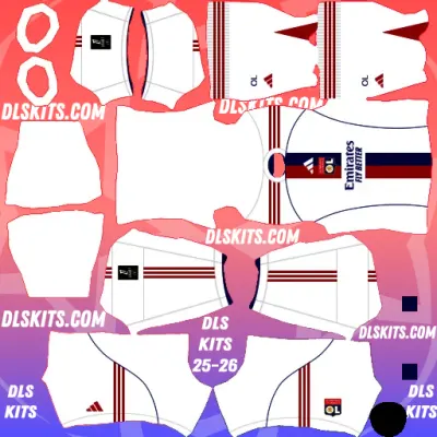 Olympique Lyonnais 2025-26 Dream League Soccer Kits For DLS 26 Olympique Lyonnais 2025 Home Kit for Dream League Soccer 2026 DLS